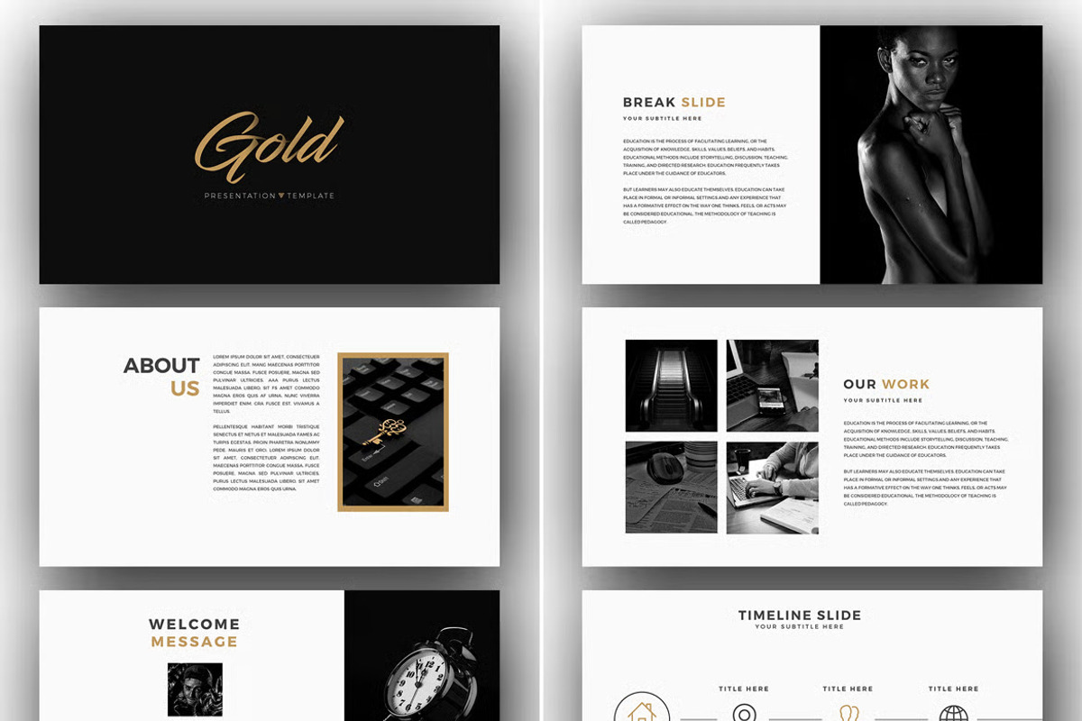 Gold PowerPoint Template, a Presentation Template by iHemalaya (Photo 2 of 7)