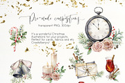 Vintage Christmas Watercolor clipart, a Seasonal Illustration by Yuliya Derbisheva (Thumbnail 3 of 14)
