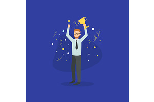 Smiling Successful Businessman with, a Person Illustration by TopVectors