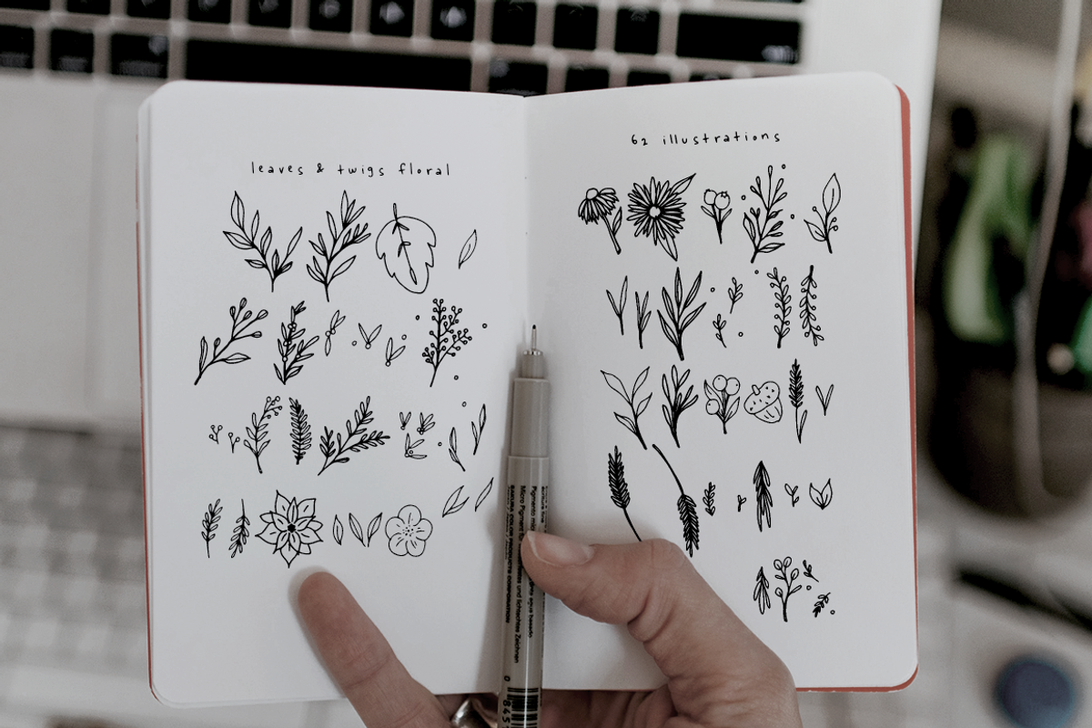 Leaves and Twigs font trio & extras, a Script Font by Ana's Fonts (Photo 7 of 17)
