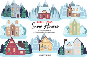 Christmas Village Houses Clipart