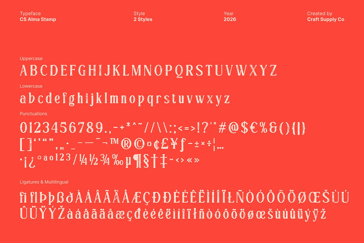 CS Alma Stamp, a Serif Font by Craft Supply Co. (Photo 8 of 8)