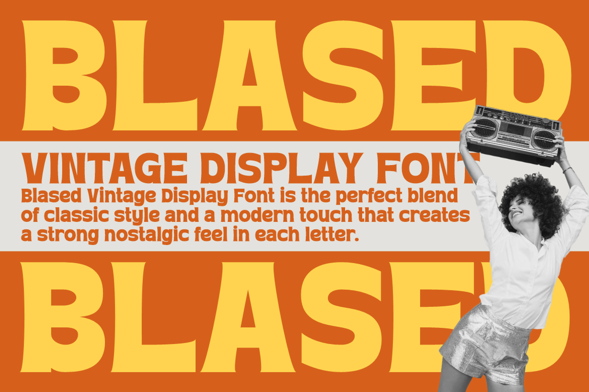 Blased - Retro Display Font, a Sans Serif Font by MaikoHatta (Photo 1 of 7)