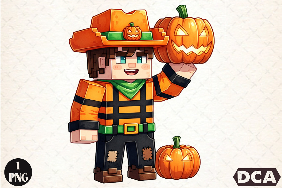 Minecraft Boy Dabbing Halloween PNG1, an Illustration by DreamCafeArt (Photo 1 of 7)
