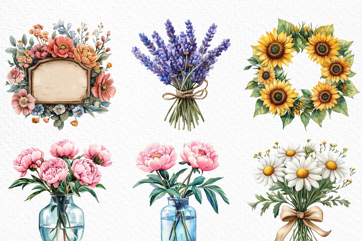 Watercolor Flower Shop Clipart, an Illustration by Craft Nest (Photo 5 of 6)