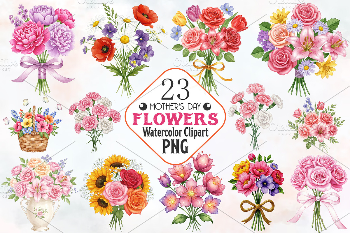Happy Mother's Day Flowers Clip Art, an Illustration by RobertsArt (Photo 1 of 7)