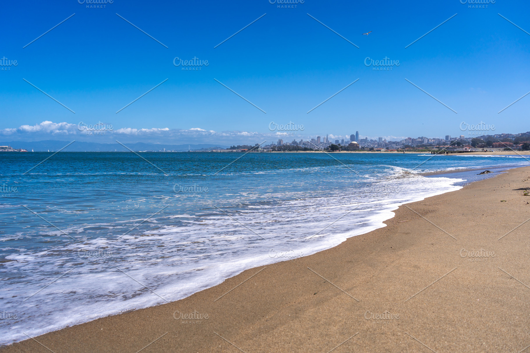 San Francisco skyline view from Golden Gate Beach, USA, a Nature Photo by GoodGoods