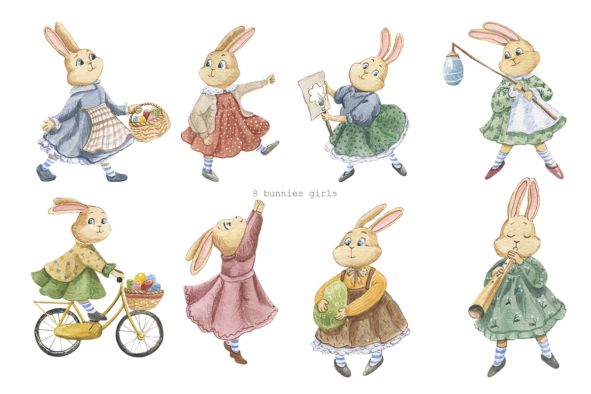 Easter Rabbit. Watercolor set, an Illustration by Love Watercolor Store (Photo 2 of 9)
