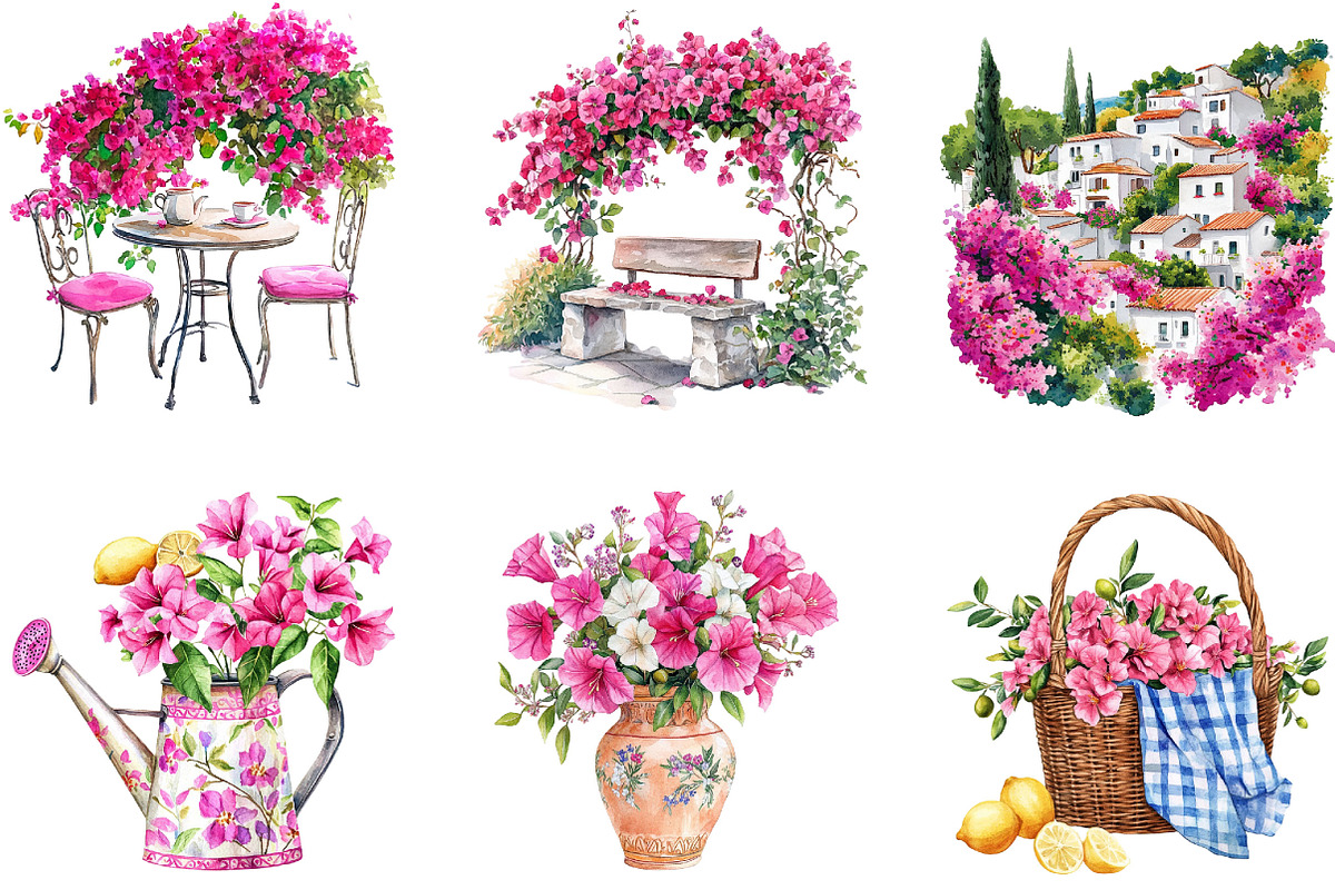 Gardens Watercolor Clipart, a Seasonal Illustration by Designking (Photo 4 of 5)