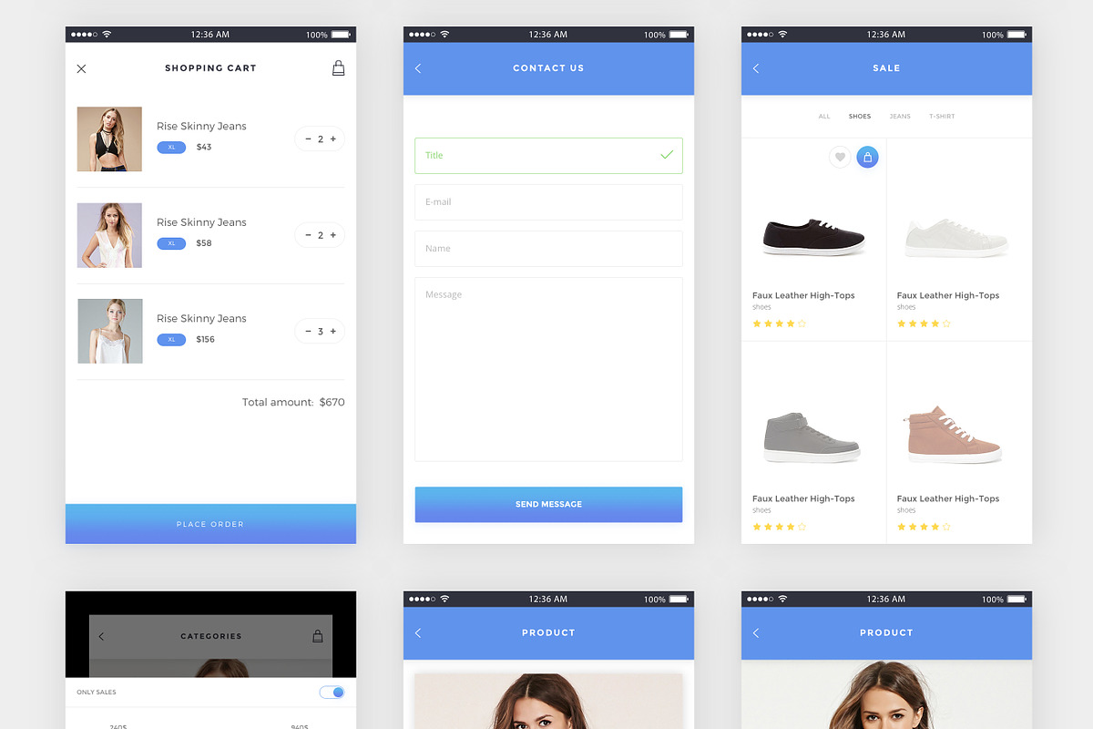 E-commerce Mobile UI Kit, an UI Kit Template by Unidack Design