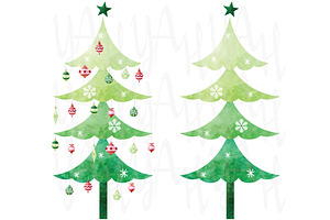 Watercolor Christmas Ornament Set