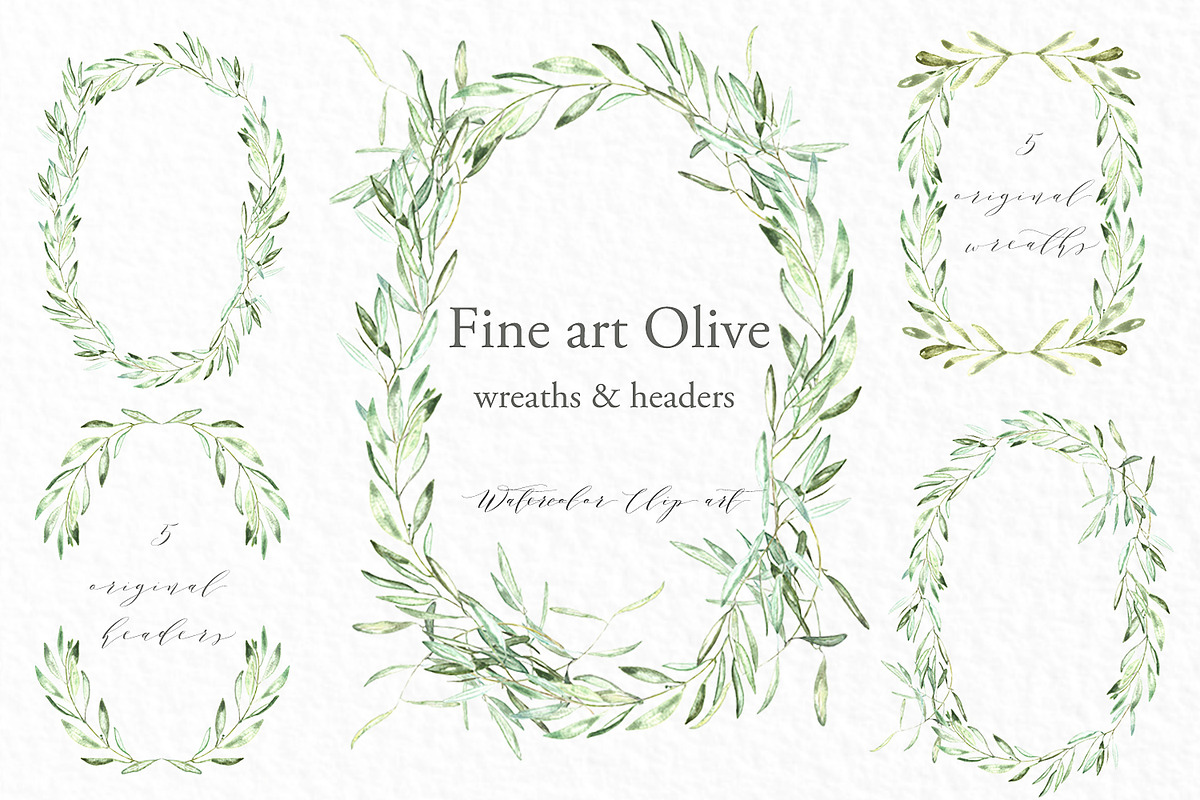 Olive oval wreaths & headers clipart, an Illustration by LABFcreations (Photo 4 of 5)