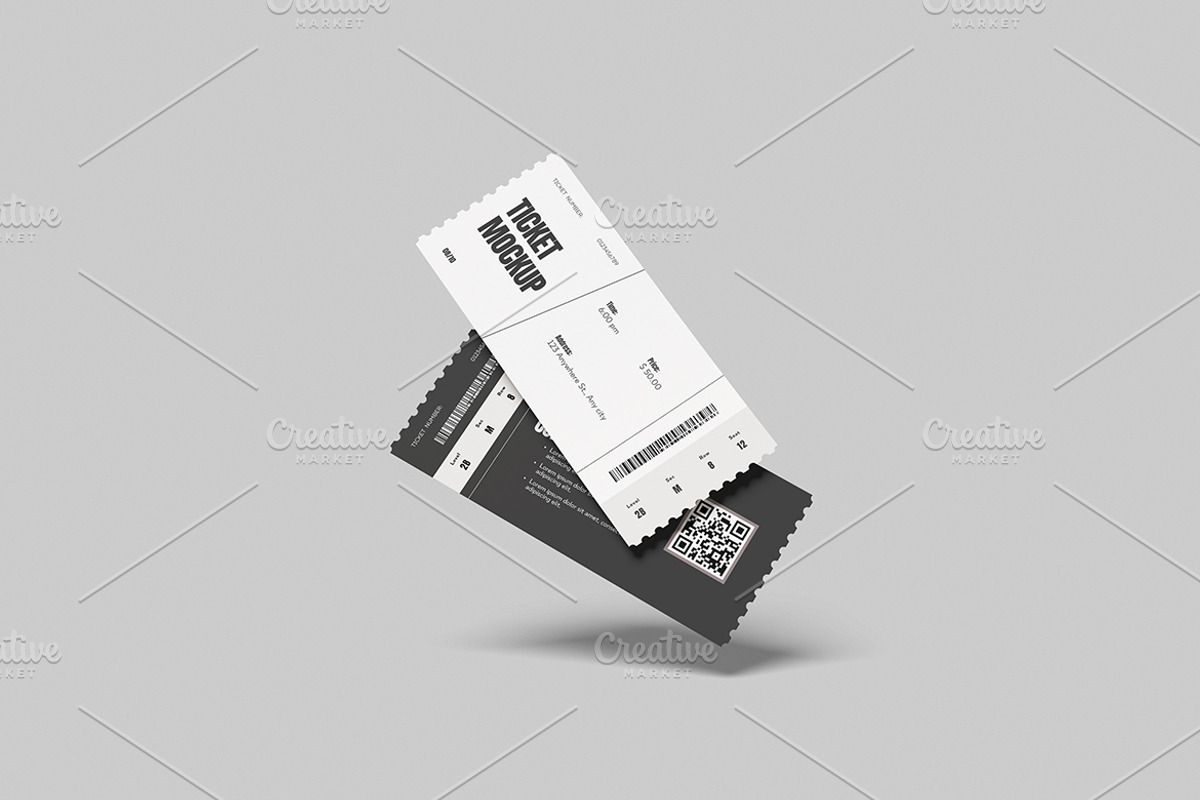 Event Ticket Mockup, a Merchandise Mockup by Gatamotion (Photo 3 of 5)