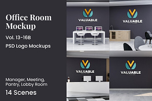 PSD Office Scene 3D Wall Mockup