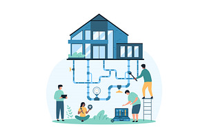 Installation & repair water supply, an Illustration by Flashvector