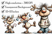 Whimsical Funny Reindeer Clipart, an Illustration by Libby Wishes (Thumbnail 2 of 7)
