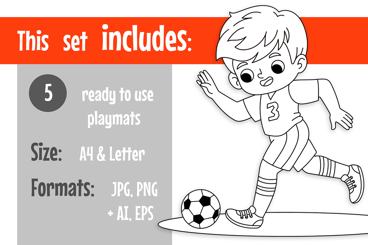 Football Colorless Playmats for Kids, an Education Illustration by Ksenya Savva (Photo 7 of 7)