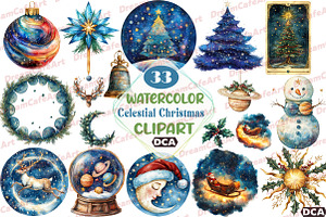 Celestial Christmas Clipart, an Illustration by DreamCafeArt