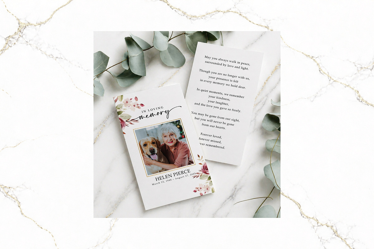Funeral Prayer Card Canva FR008, a Card Template by TyphoonStudio (Photo 3 of 6)
