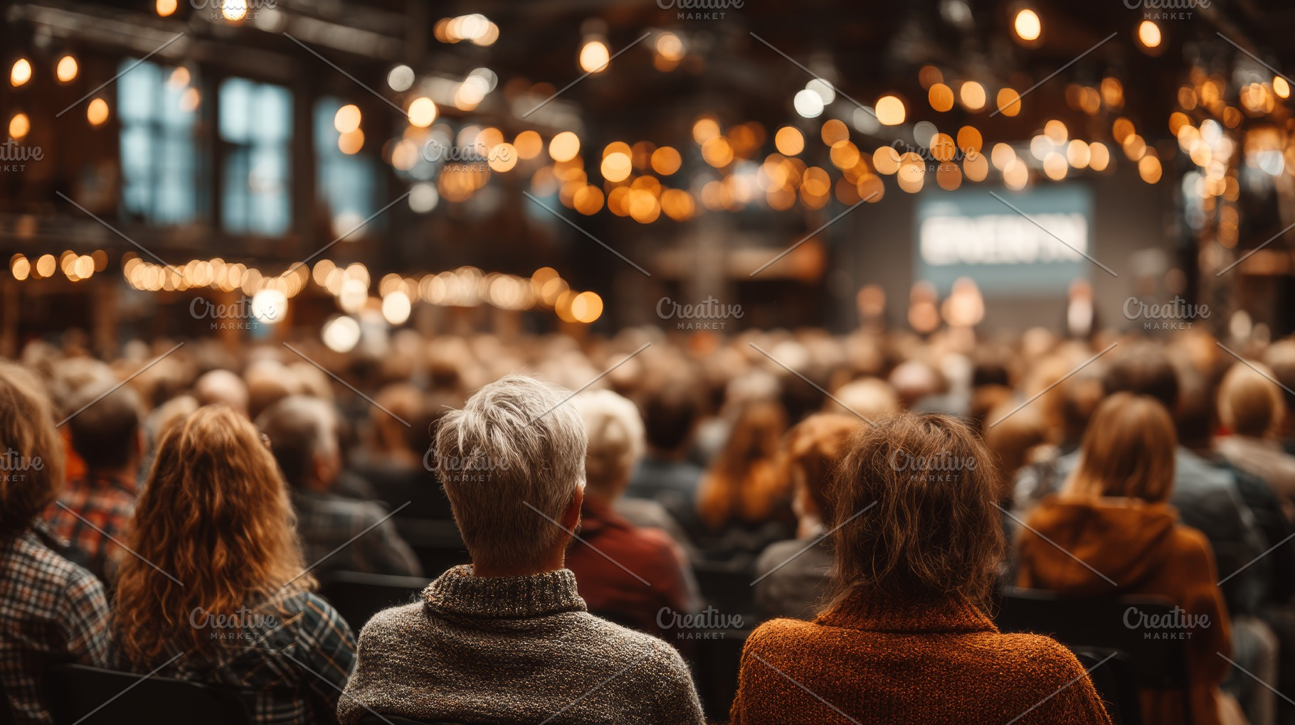 Audience attending a presentation in a warmly lit indoor conference setting, a Business Photo by AS photostudio