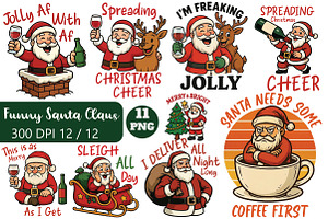 Funny Santa Claus PNG Bundle, an Illustration by Daily.Designs