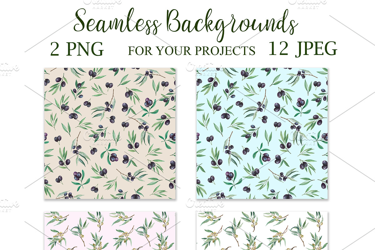 Olive Watercolor Clipart PNG, a Decorative Illustration by PatternPalette (Photo 4 of 8)