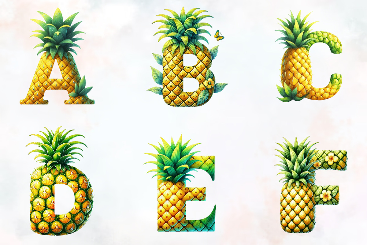 Spring pineapple Alphabet clipart, an Illustration by RobertsArt (Photo 3 of 7)
