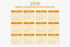 French Calendar Vector 2016