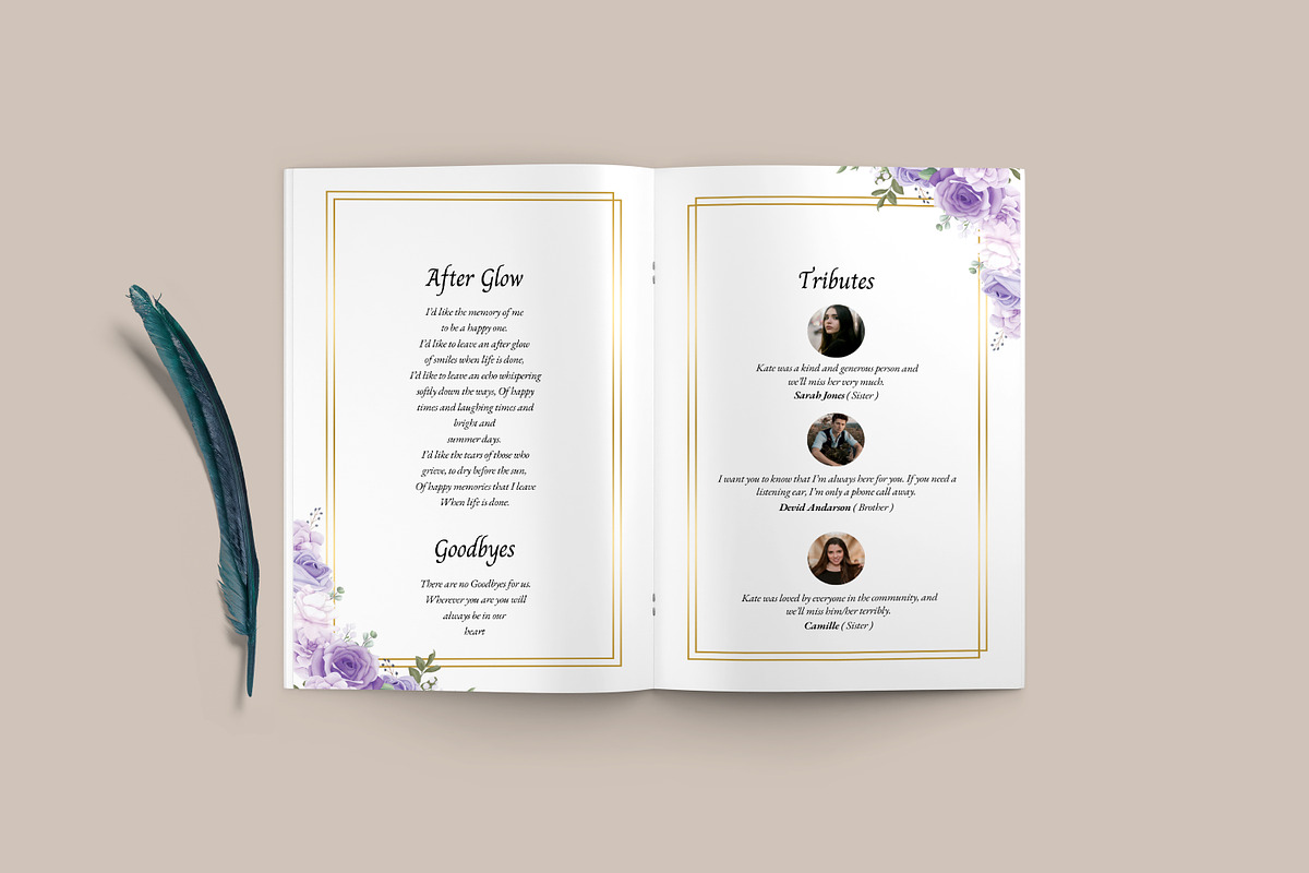 8 Page Purple Rose Funeral Program, a Brochure Template by SmmrDesign (Photo 5 of 6)