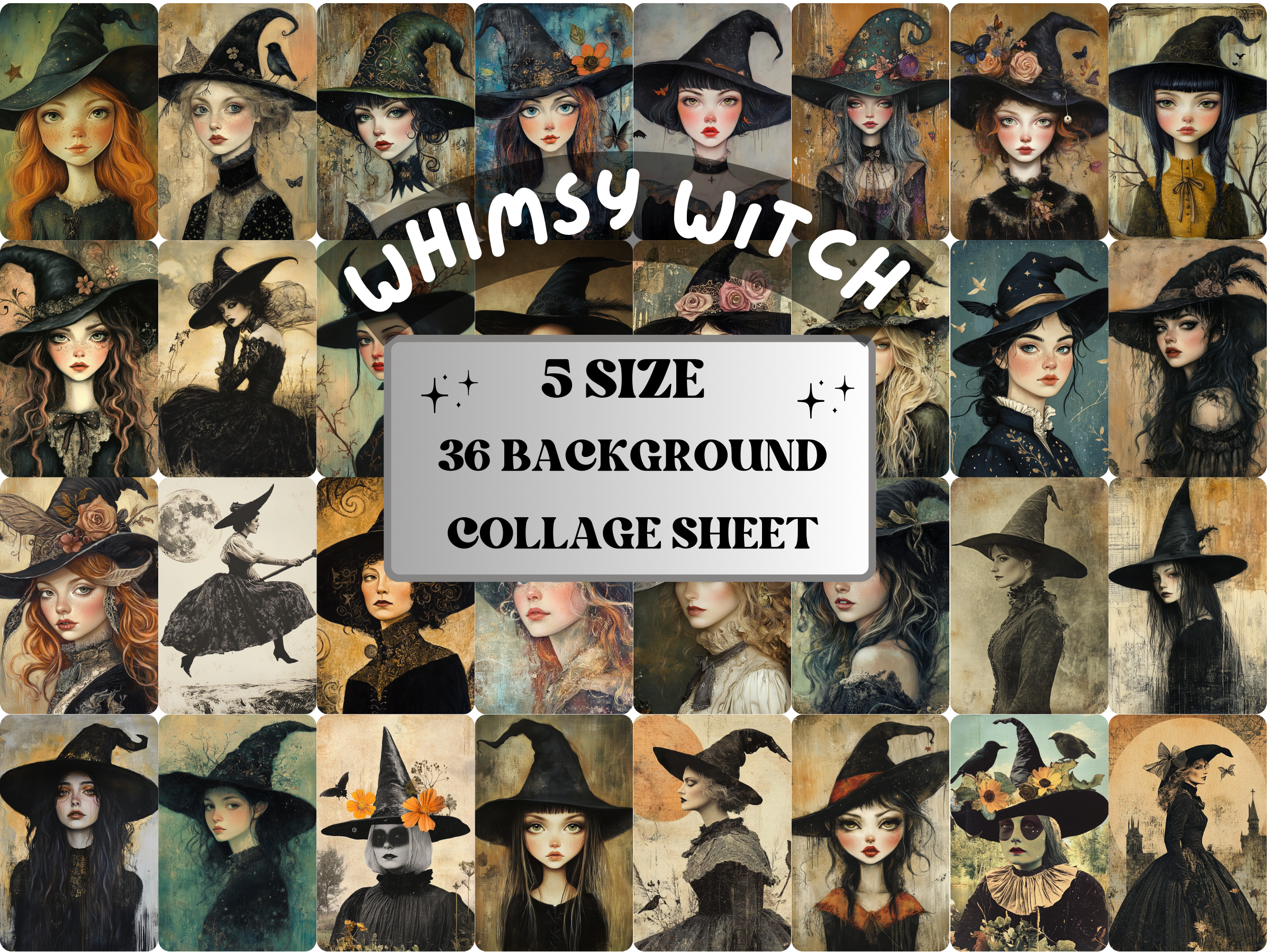 Whimsy Witch Collage Paper Kit