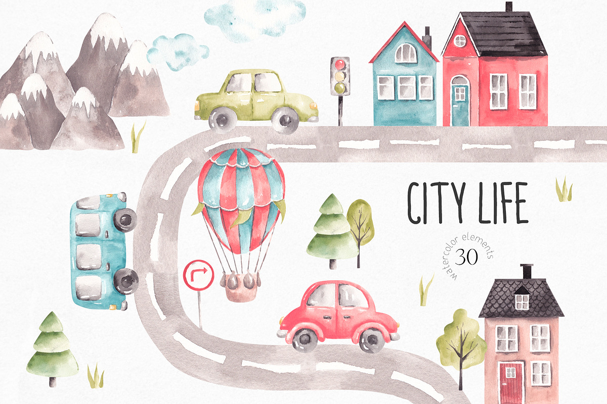 Cute City Life Clipart, an Illustration by YuliyaArtGarden (Photo 1 of 9)