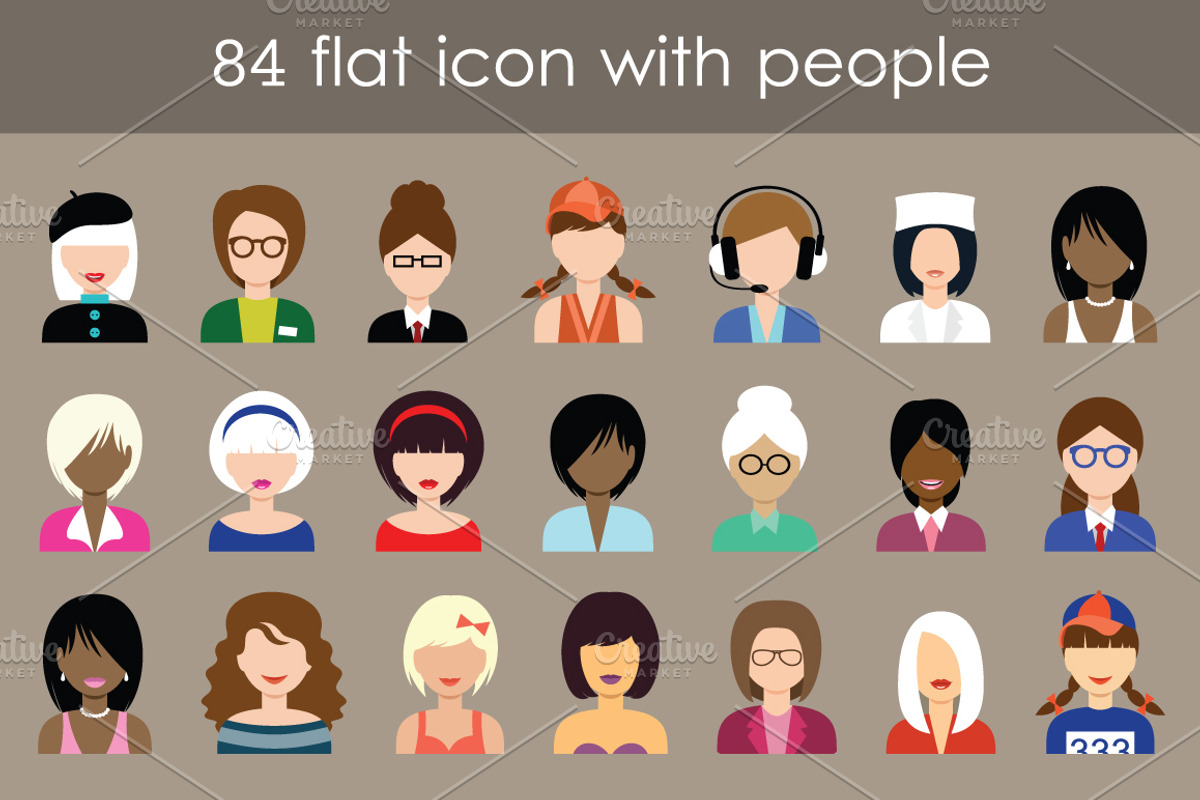 Flat Icons With People preview 2