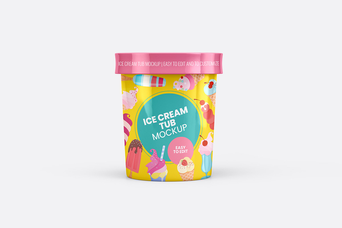 Ice Cream Tub Mockup - 8 views, a Packaging Mockup by Illusiongraphic (Photo 2 of 19)
