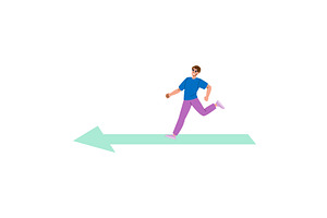 Young man running on green arrow, a Person Illustration by pikepicture