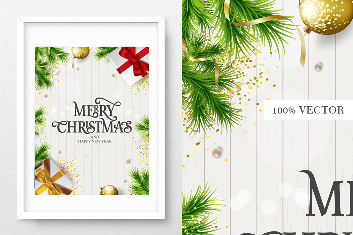 Merry Christmas illustration, a Poster Template by Anna's Lettering (Photo 3 of 3)