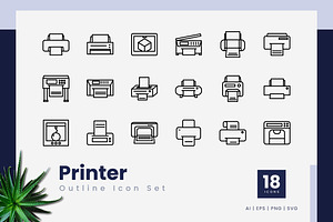 Printer Outline Icons, an Outline Icon by Zeer Graphic