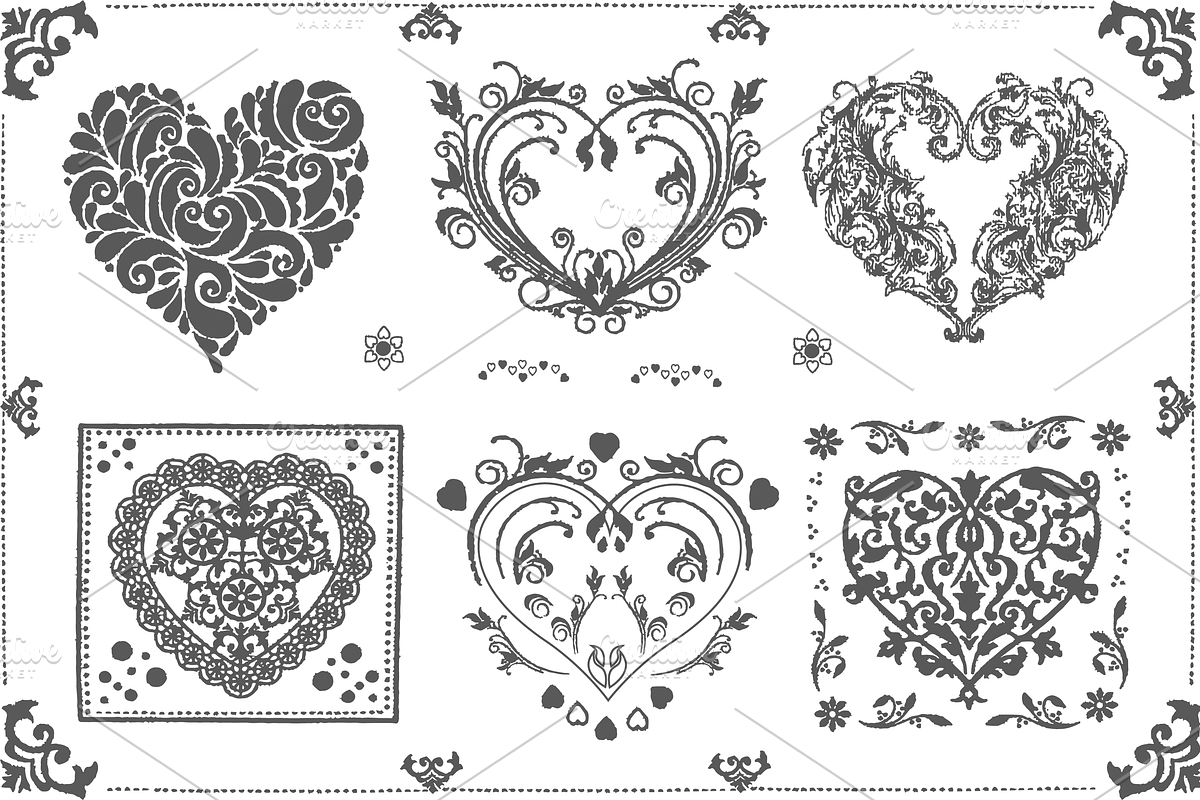 Vintage Vector Hearts, an Object Graphic by Bugcessories (Photo 3 of 3)