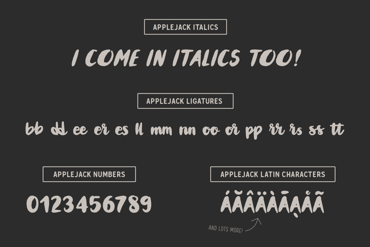 Applejack - A brush font trio preview 8