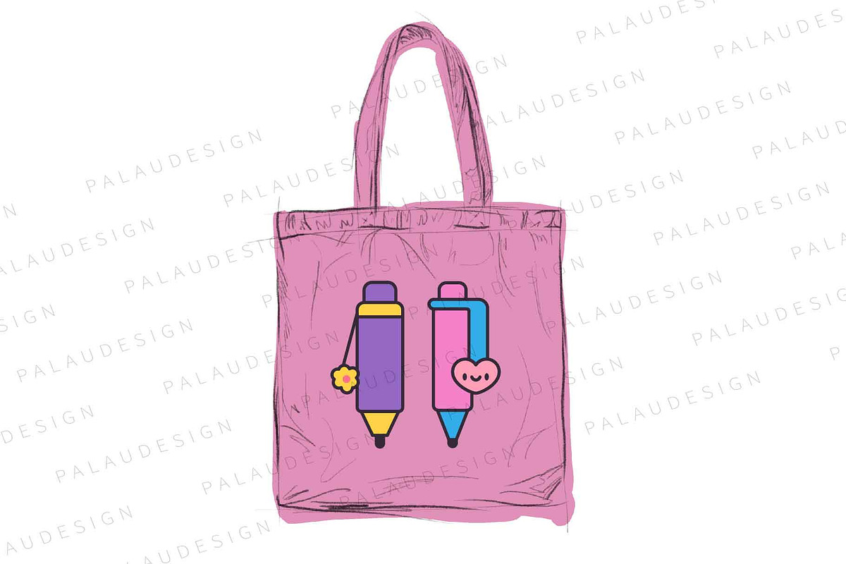 Cute Kawaii School Pens Supplies, an Education Illustration by Palau (Photo 6 of 12)