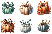 Watercolor Fall Bow Pumpkins Clipart, an Illustration by DreamPrint404 (Thumbnail 3 of 6)