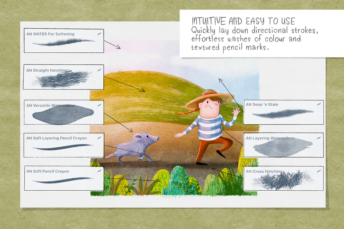 Pencil, Paint & Paper for Procreate, a Brush Add-On by UPROOT (Photo 3 of 9)