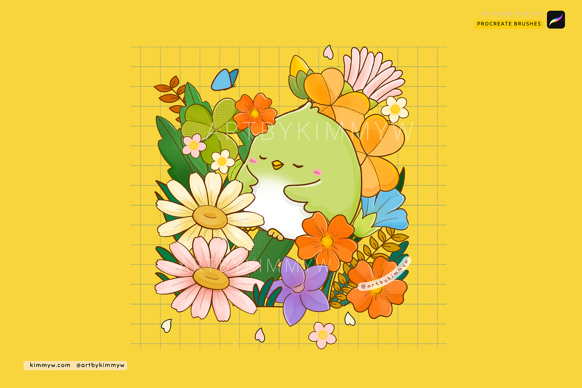 Procreate Kawaii Flowers Bundle, a Brush Add-On by Artbykimmyw (Photo 5 of 8)