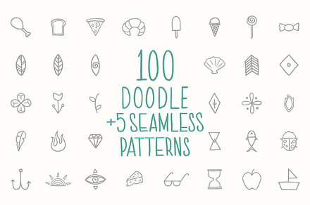 100 Doodle + 5 Seamless Patterns