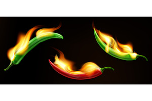 Burning hot chili peppers with, a Food Illustration by art PVP - market