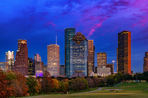 Night View of Houston, Texas, an Architecture Photo by Lucky Photographer