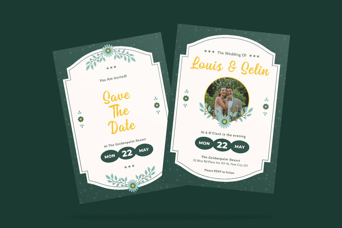 Elegant Wedding Invitation Template, an Invitation Template by iDoodle Studio (Photo 1 of 3)