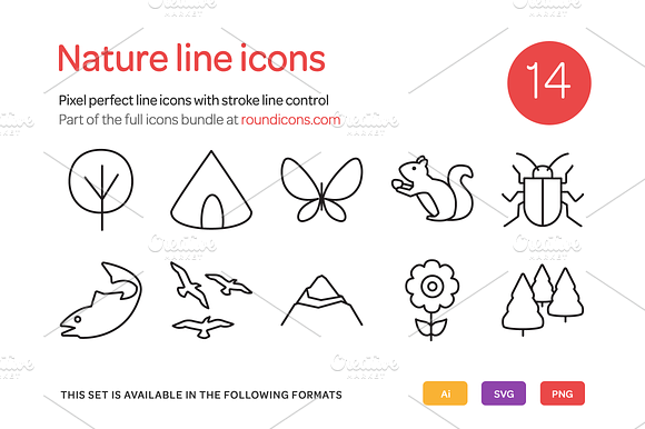 Nature Line Icons Set preview 4