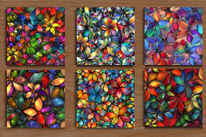 Stained Glass Flower Pattern