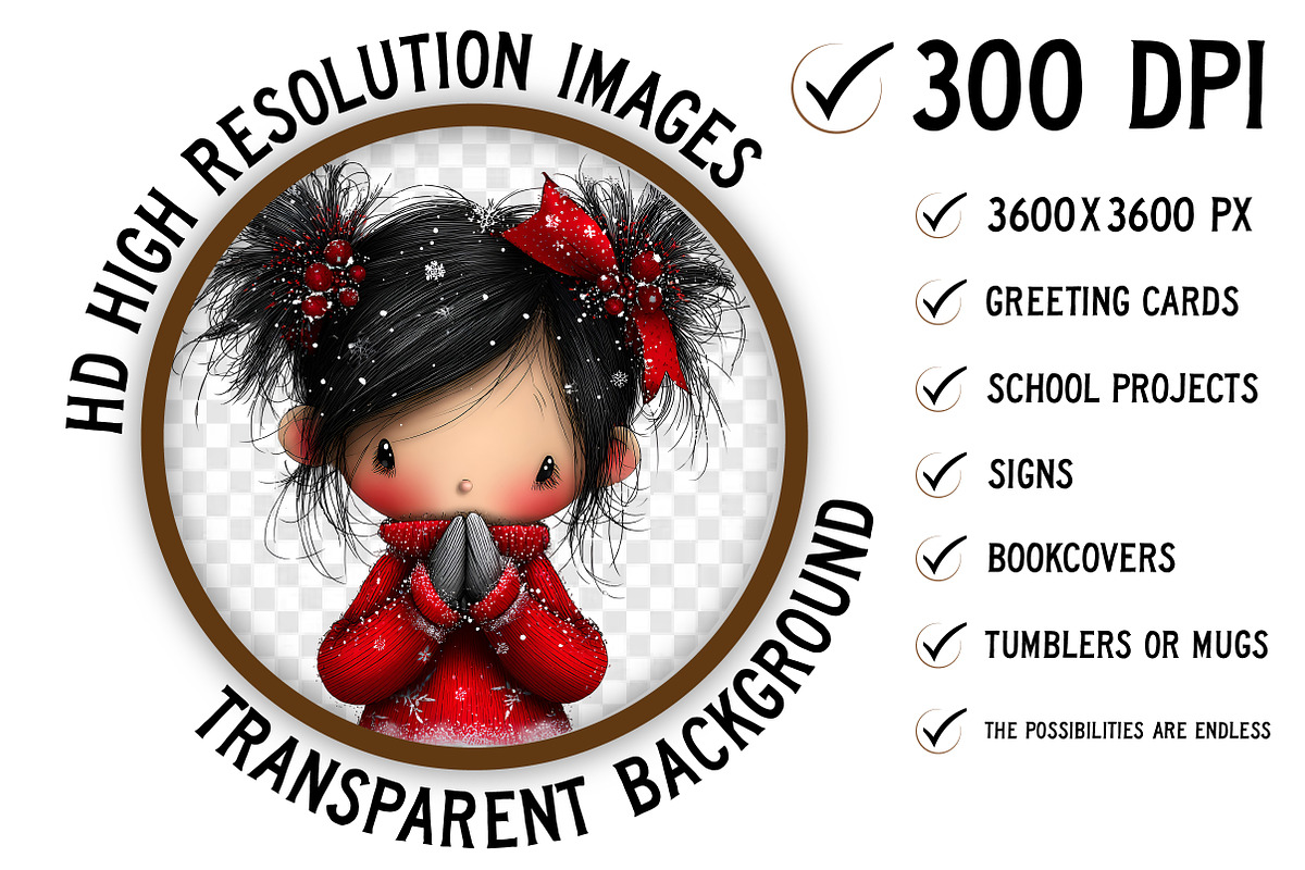 Quirky Christmas Girl Clipart, an Illustration by Craft Nest (Photo 4 of 8)