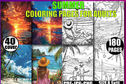 Summer Coloring Book for Adults V-4, a Seasonal Illustration by Design Zone (Thumbnail 1 of 7)